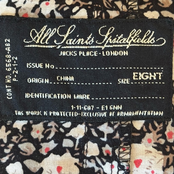 Allsaints x Spitalfields Ditzy Ezra Black Multi Floral Parachute Dress Size 8 - Picture 12 of 16